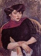 Jules Pascin Woman wearing the purple shawl France oil painting artist
